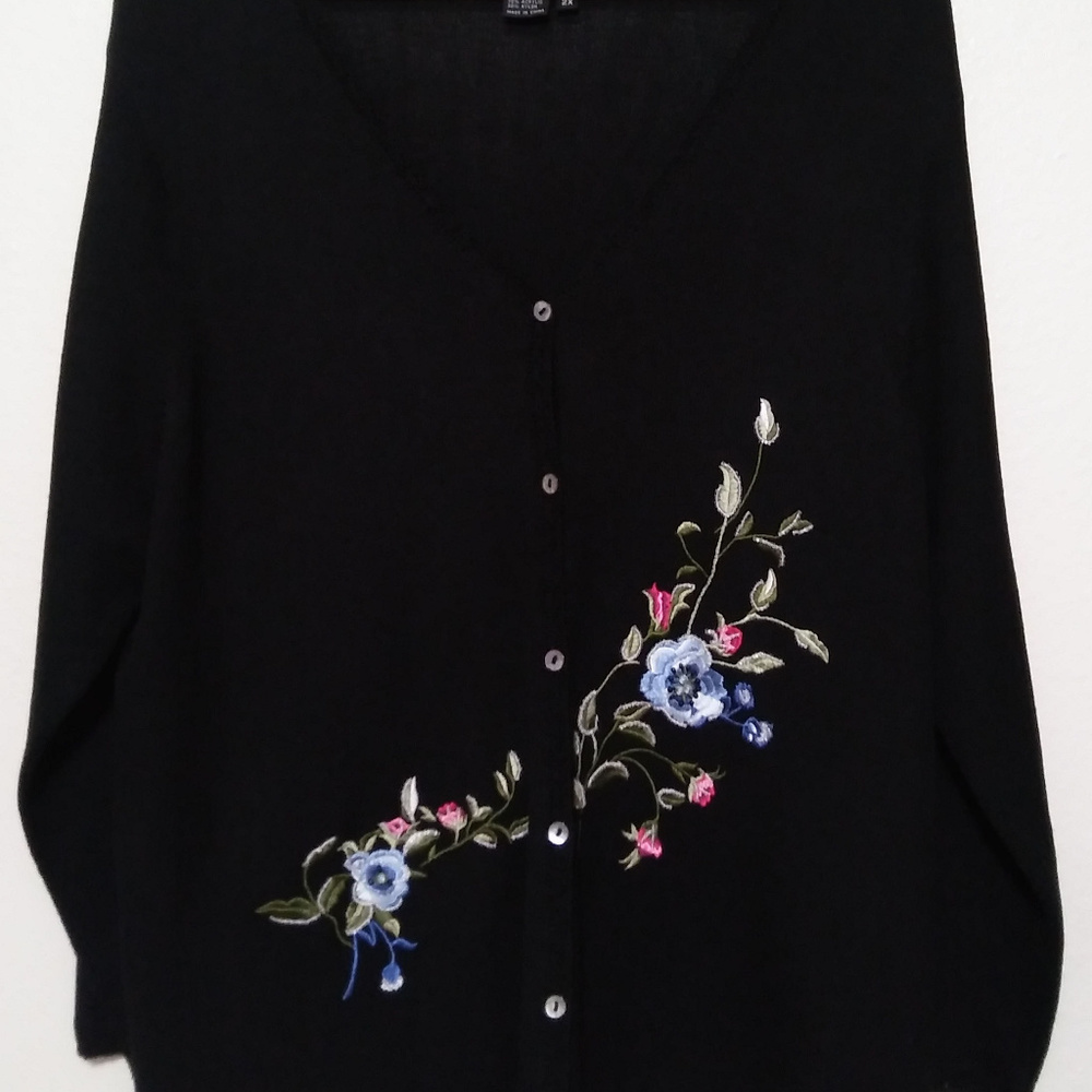 Womens Vintage Carole Little Floral Sweater 2X